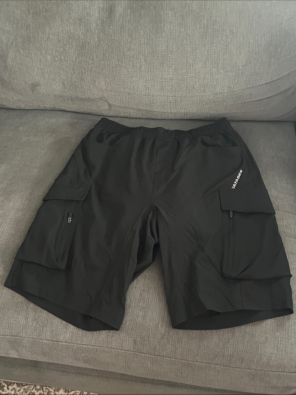 Vayager Black Men's Cargo Mountain Bike Shorts with Zip Pockets Size Small NWT